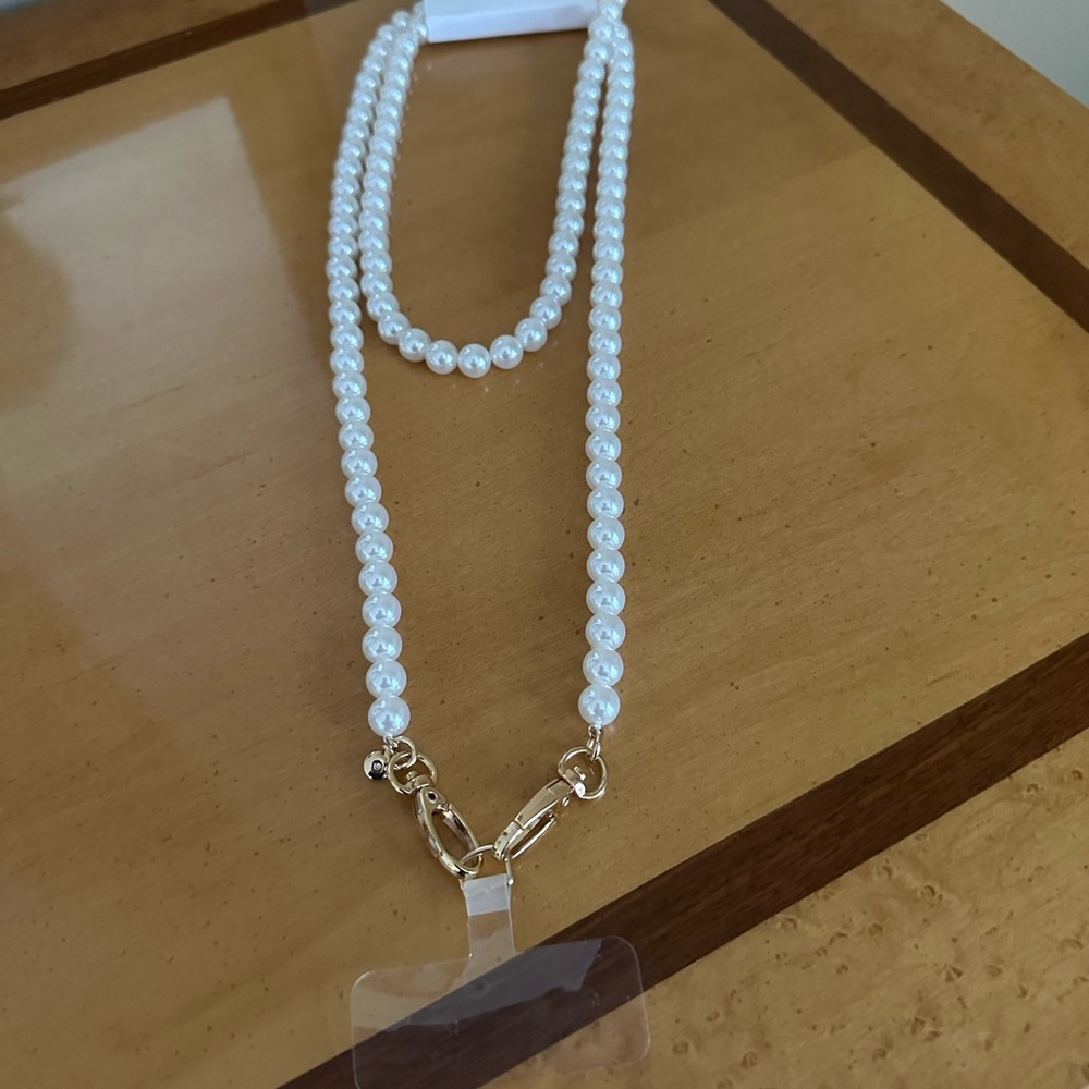 J. Crew White Pearl Phone Case Strap